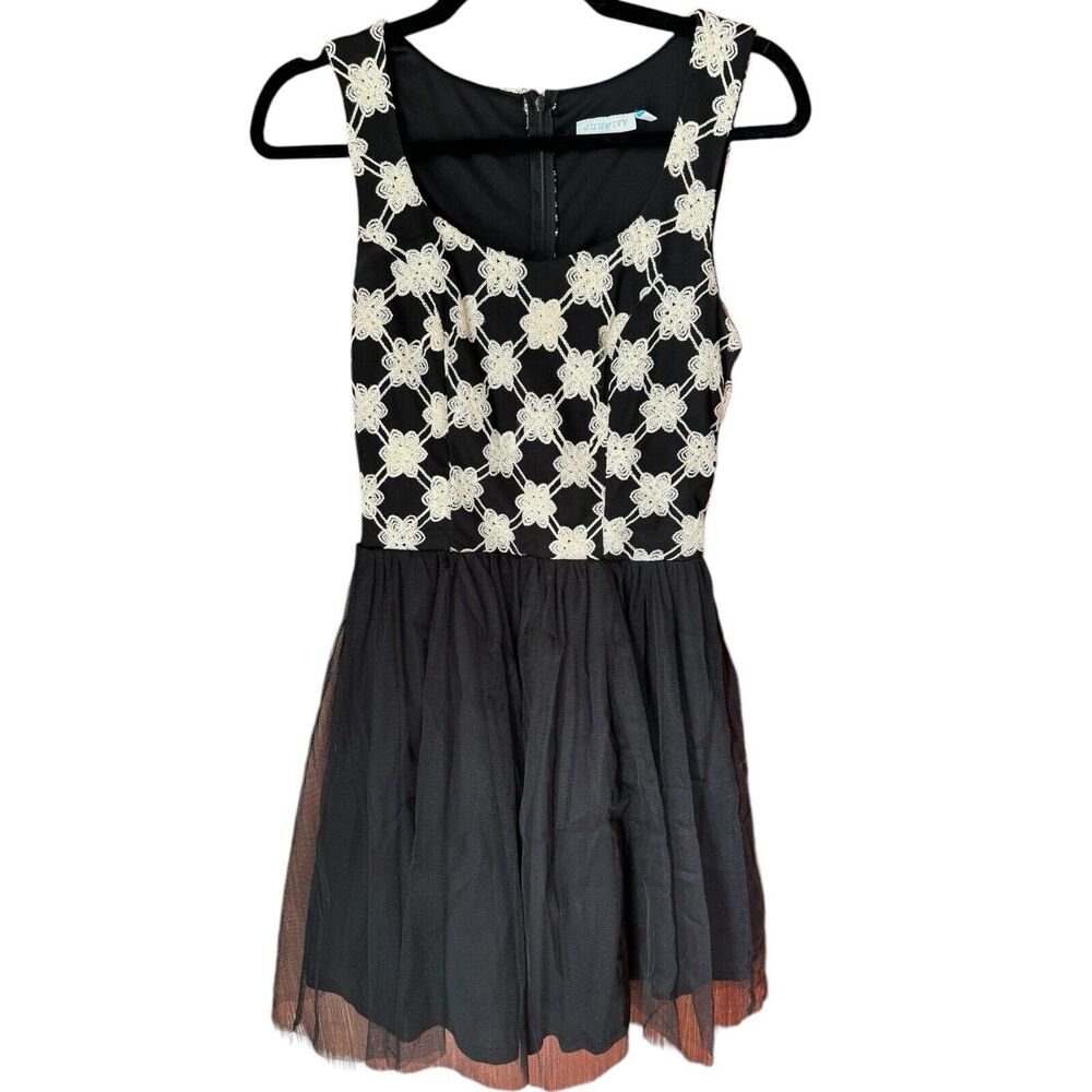Jun & Ivy Black Tulle Fit & Flare Fairy Grunge Dark Romantic Dress Sz Medium USA - Picture 1 of 9